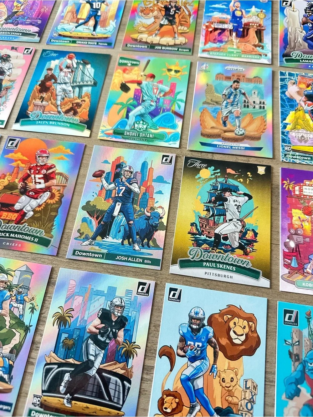 Downtown Lot of (25) Brady, Ohtani, Messi, , Kobe, Jordan, etc.. Novelty Cards